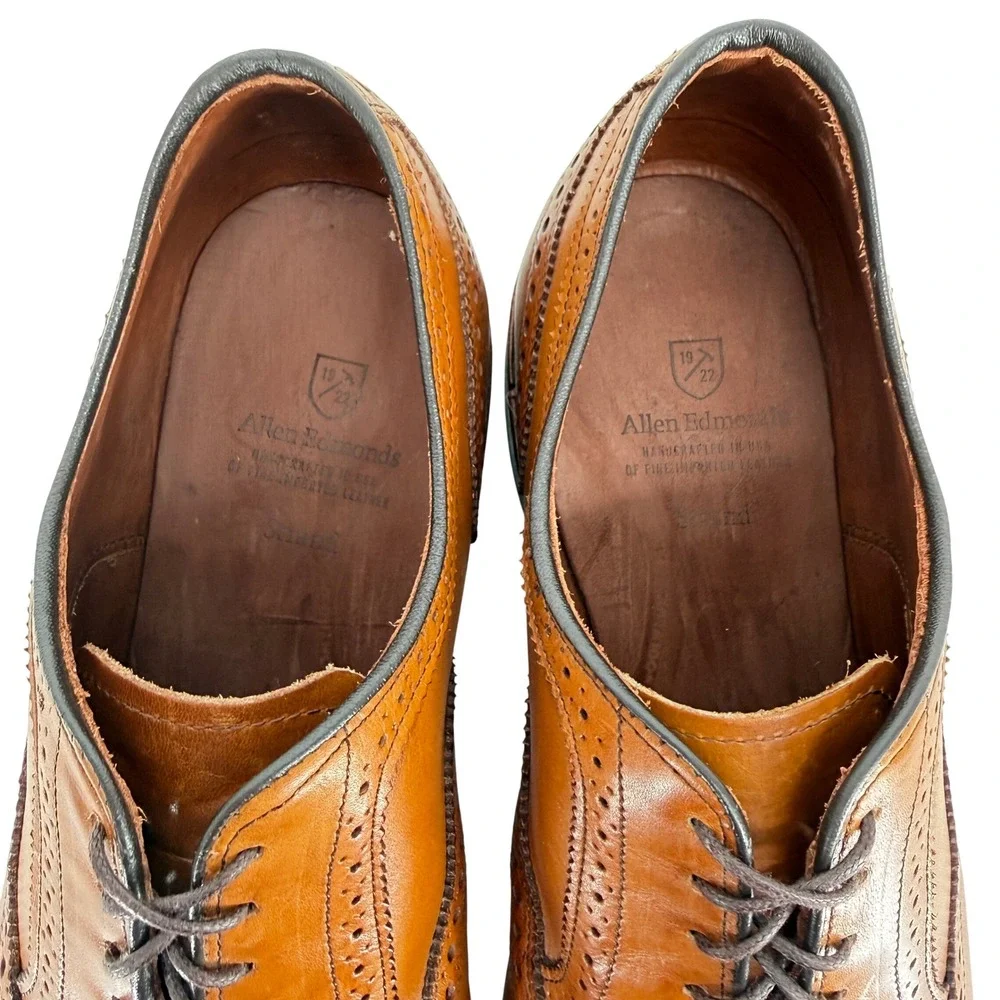 Allen Edmonds Strand Size 11 3E Wide Brown Leather Brogue Oxford Matching Belt